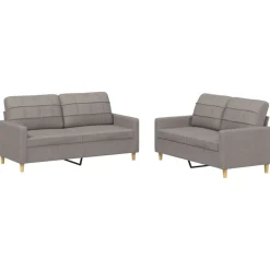 vidaXL sofasæt 2 dele med hynder stof gråbrun