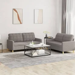 vidaXL sofasæt 2 dele med hynder stof gråbrun