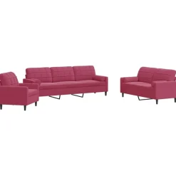 vidaXL sofasæt 2 dele med hynder og bolsterpuder velour vinrød