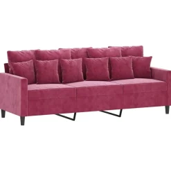 vidaXL sofasæt 4 dele med hynder velour vinrød