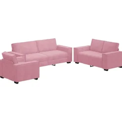 vidaXL sofasæt 3 dele med hynder velour lyserød
