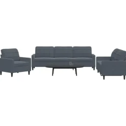 vidaXL sofasæt 3 dele med hynder velour mørkegrå