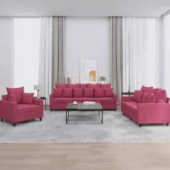 vidaXL sofasæt 2 dele med hynder velour vinrød
