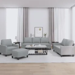 vidaXL sofasæt 4 dele med hynder stof lysegrå
