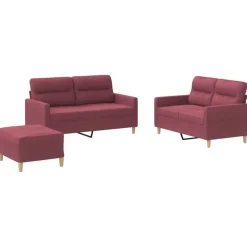 vidaXL sofasæt 2 dele med hynder stof vinrød