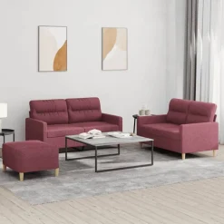 vidaXL sofasæt 2 dele med hynder stof vinrød