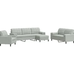 vidaXL sofasæt 4 dele med hynder og bolsterpuder velour lysegrå
