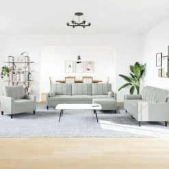 vidaXL sofasæt 4 dele med hynder og bolsterpuder velour lysegrå