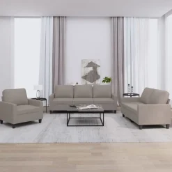 vidaXL sofasæt 3 dele med hynder stof gråbrun