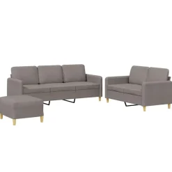 vidaXL sofasæt 3 dele med hynder stof gråbrun