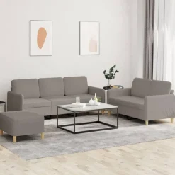 vidaXL sofasæt 3 dele med hynder stof gråbrun