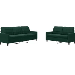 vidaXL sofasæt 2 dele med hynder velour mørkegrøn