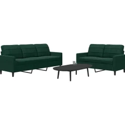 vidaXL sofasæt 2 dele med hynder velour mørkegrøn