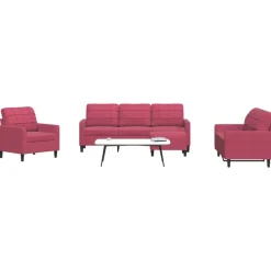 vidaXL sofasæt 4 dele med hynder velour vinrød