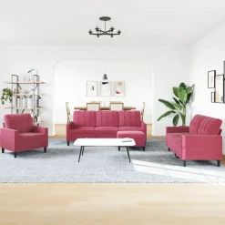 vidaXL sofasæt 4 dele med hynder velour vinrød