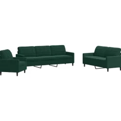 vidaXL sofasæt 4 dele med hynder velour mørkegrøn