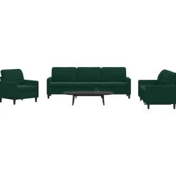 vidaXL sofasæt 4 dele med hynder velour mørkegrøn