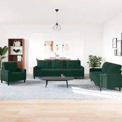 vidaXL sofasæt 4 dele med hynder velour mørkegrøn