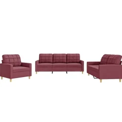 vidaXL sofasæt 2 dele med hynder stof vinrød