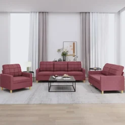 vidaXL sofasæt 2 dele med hynder stof vinrød