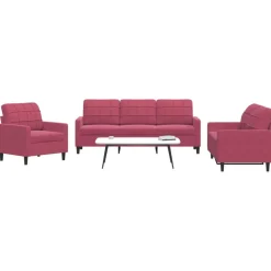 vidaXL sofasæt 2 dele med hynder velour vinrød