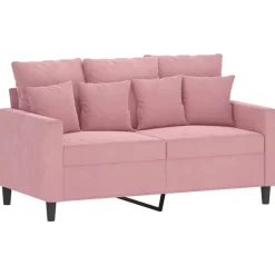 vidaXL sofasæt 3 dele med hynder velour lyserød