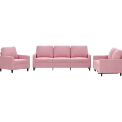 vidaXL sofasæt 3 dele med hynder velour lyserød