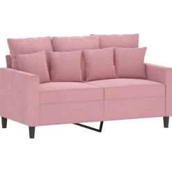 vidaXL sofasæt 3 dele med hynder velour lyserød