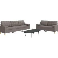 vidaXL sofasæt 2 dele med pyntepuder stof gråbrun