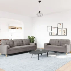 vidaXL sofasæt 2 dele med pyntepuder stof gråbrun