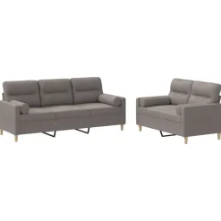 vidaXL sofasæt 2 dele med puder stof gråbrun