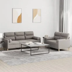 vidaXL sofasæt 2 dele med puder stof gråbrun