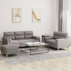 vidaXL sofasæt 3 dele med puder stof gråbrun