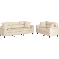 vidaXL sofasæt 2 dele med puder mikrofiberstof beige