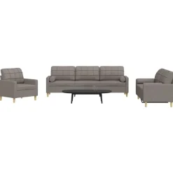 vidaXL sofasæt 3 dele med pyntepuder stof gråbrun