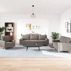 vidaXL sofasæt 3 dele med pyntepuder stof gråbrun
