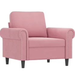 vidaXL sofasæt 3 dele med puder velour lyserød