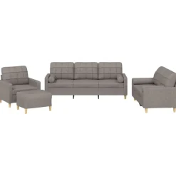 vidaXL sofasæt 4 dele med puder stof gråbrun