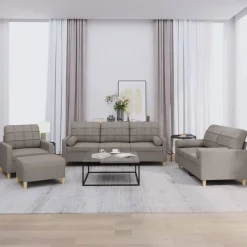 vidaXL sofasæt 4 dele med puder stof gråbrun