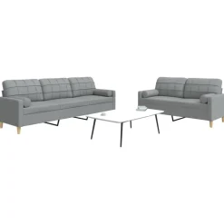 vidaXL sofasæt 2 dele med pyntepuder stof lysegrå