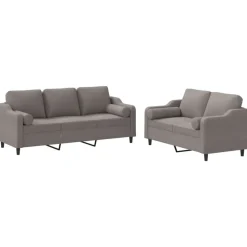vidaXL sofasæt 2 dele med puder stof gråbrun
