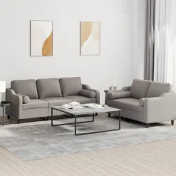 vidaXL sofasæt 2 dele med puder stof gråbrun
