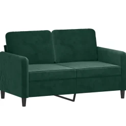 vidaXL sofasæt 3 dele med puder velour mørkegrøn