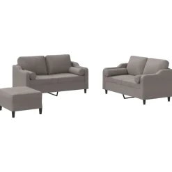 vidaXL sofasæt 3 dele med puder stof gråbrun