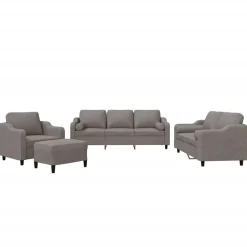 vidaXL sofasæt 4 dele med puder stof gråbrun