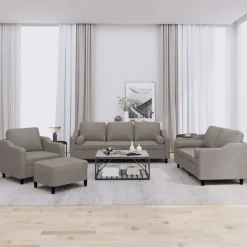 vidaXL sofasæt 4 dele med puder stof gråbrun