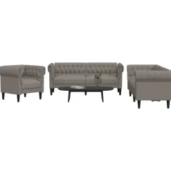 vidaXL sofasæt 3 dele stof gråbrun