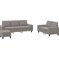 vidaXL sofasæt 3 dele stof gråbrun
