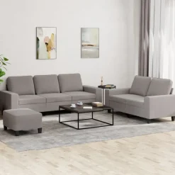 vidaXL sofasæt 3 dele stof gråbrun