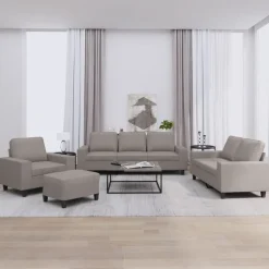 vidaXL sofasæt 4 dele stof gråbrun